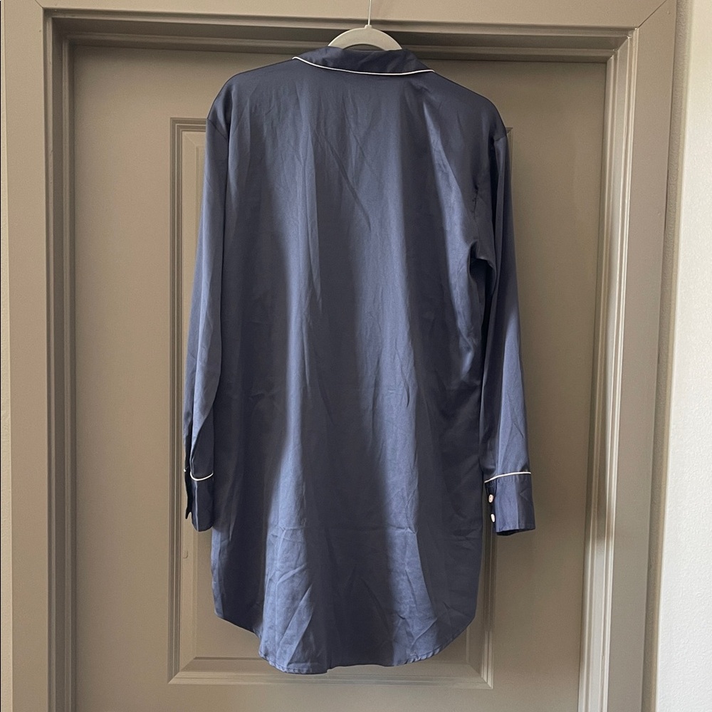 Victoria's Secret Gray/Blue Satin Sleep Shirt with Pink Label - Picture 3 of 5